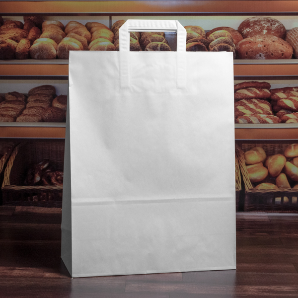 320mm White Paper Carrier Bags Internal Handles